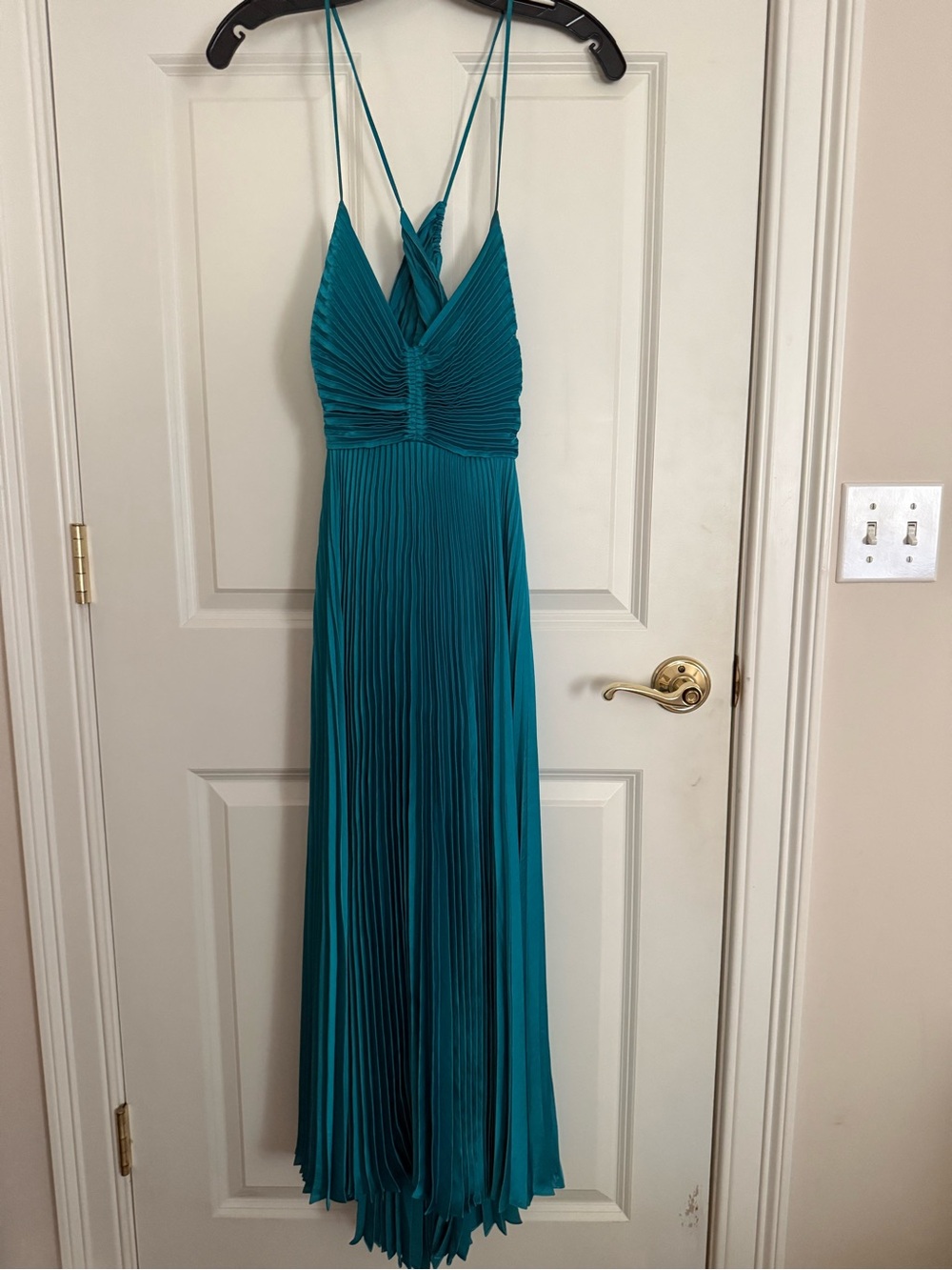 A.L.C. Teal Pleated Midi Dress with Crisscross Back (only worn once)